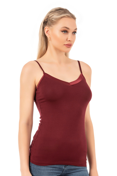 ÖZKAN underwear Özkan 25217 Women's Thin Strap Viscose Flexible Soft Satin Collar Athlete