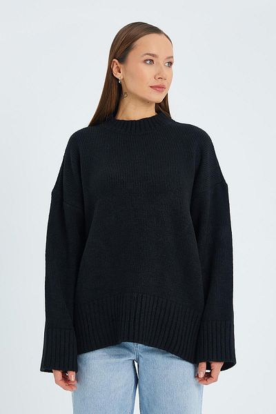 Mixray 6925 Black Wide Sleeve Soft Knitwear Sweater - Women