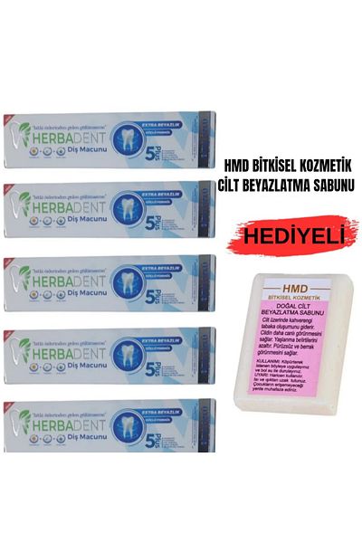 Herbadent Plant Extract Fluorid Free X 5 Toothpaste & Hmd Skin Whitening Soap