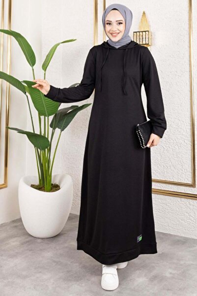 Genel Markalar Arma Detaylı Kapşonlu Spor Elbise SİYAH