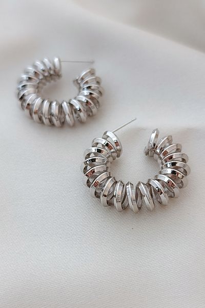 COSİTA Elegant Casual Minimal Earrings with Modern Silver Spiral Ring
