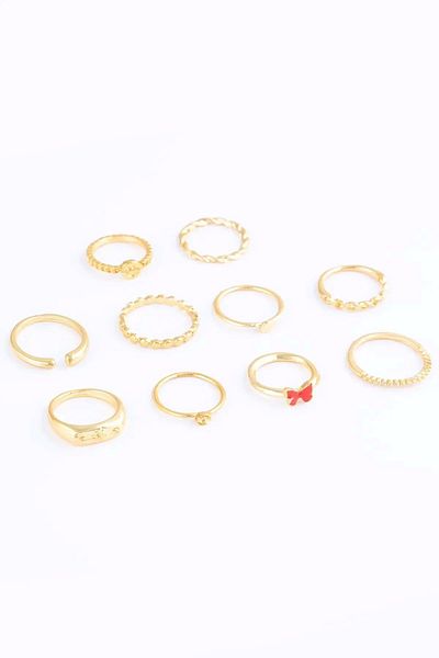 Ervalina Multiple Ring Necklace Earrings Bracelet Set