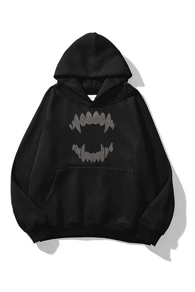 Trendiz Черен унисекс суичър Teeth