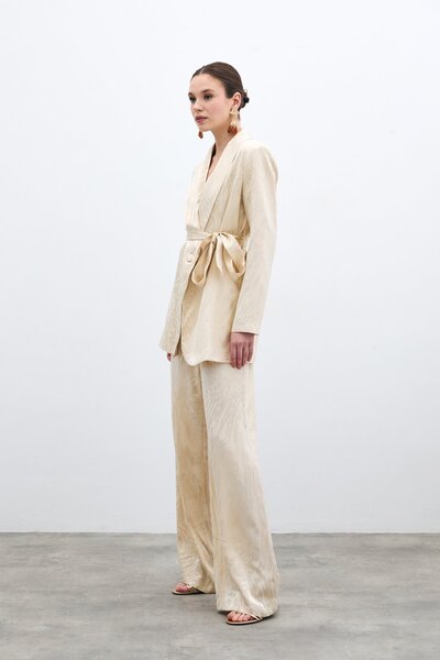 Sateen Штани з високою талією та візерунком - Камінь