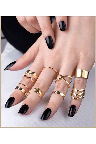 Ervalina Multiple Ring Necklace Earrings Bracelet Set