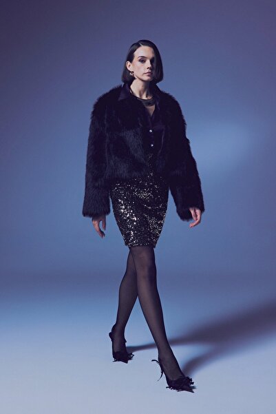 Sateen Μίνι φούστα με παγιέτες - Χρυσή