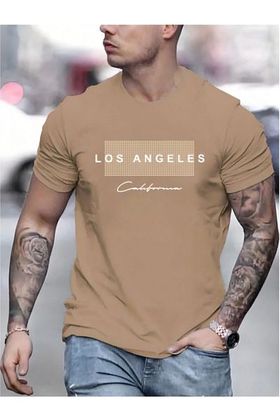 MOONBULL Ανδρικό μπλουζάκι Los Angeles με κουκκίδες με στάμπα oversize