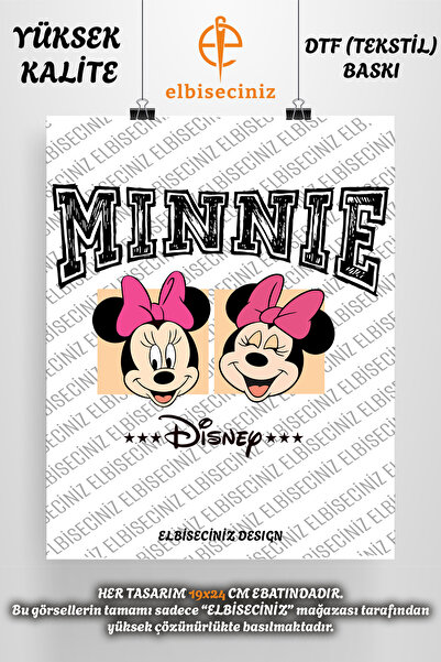 VİZYON İKRA "MİNNİE MOUSE" Kumaşa Ve Deriye Baskı Kumaş Aplike Yama Ütü Ile Y...