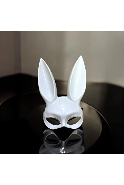 MERBA DESIGN BEYAZ TAVŞAN MASKE- PLASTİK KONSEPT MASKE- MASKELİ BALO- PARTİ M...