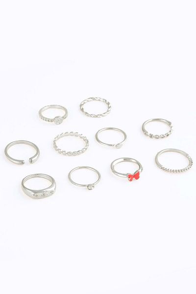 Ervalina Multiple Ring Necklace Earrings Bracelet Set