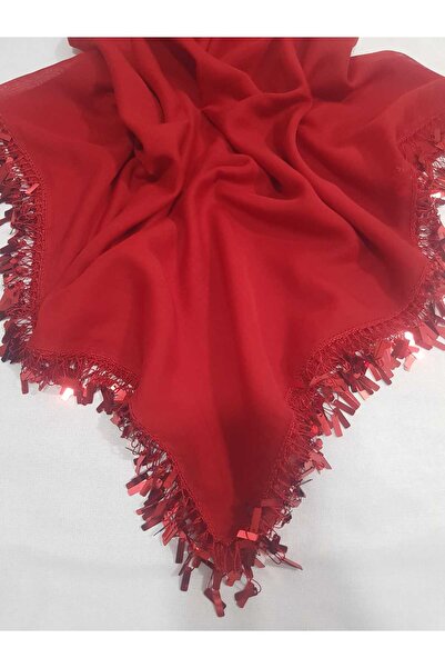 Cenk Tığ Oyası Pullu Kırmızı Cenk Yazma 4 Kenar İşlemeli