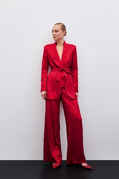 Sateen Loose Jacquard Women's Trousers 1699-5537