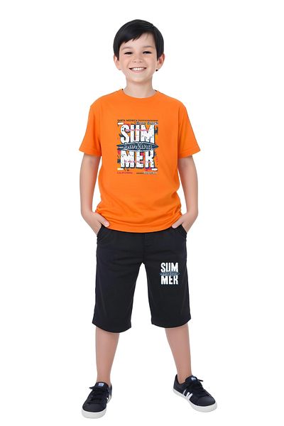 FYK COLLECTİON طقم كابري للأولاد مكون من 3 قطع بأكمام قصيرة وجيب مزدوج وطبعة Dino Rock-Sum-Gamer