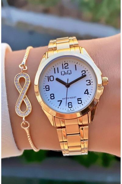 Q&Q Mrd11878 Q Q Gold Color Steel Cord Women Wrist Watch