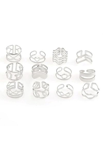 Ervalina Multiple Ring Necklace Earrings Bracelet Set