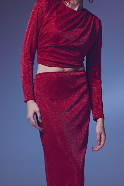 Sateen Червона блискуча спідниця-олівець