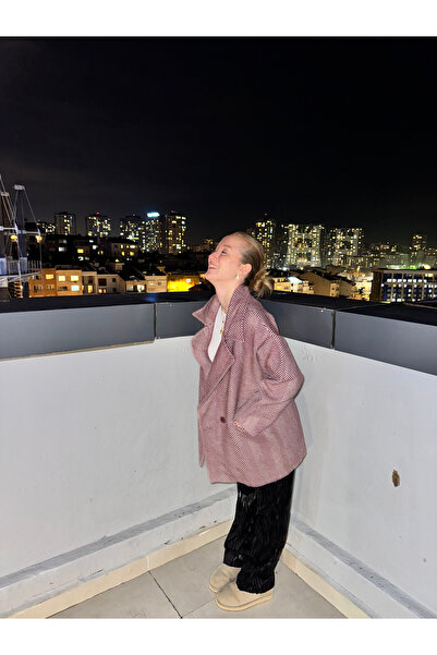 MODA Balıksırtı Astarlı Oversize Kaşe Kaban