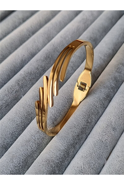 MSA TREND Kadın çelik bileklik üçlü line model gold renk bilezik 316 L  ayar ...