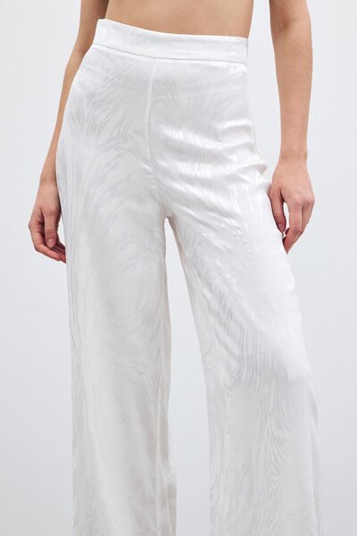 Sateen Штани з високою талією - Екрю