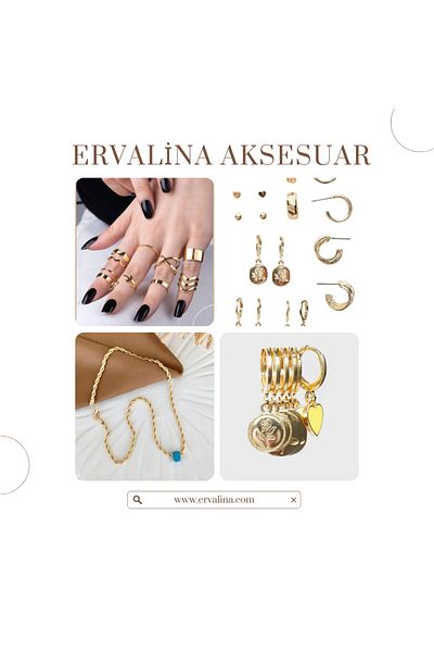 Ervalina Multiple Ring Necklace Earrings Bracelet Set