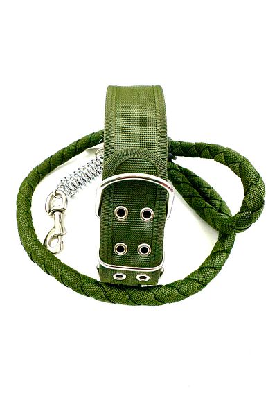 Tasma Market Khaki Sturdy Dog Neck and Walking Collar Set