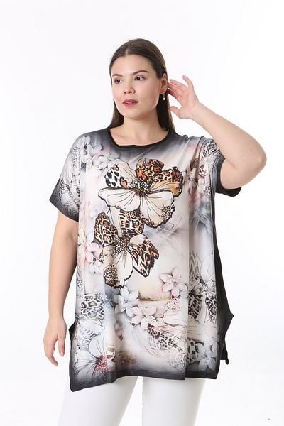 XL Modam Women's Digital Printed Short Sleeve Large Size Tunic