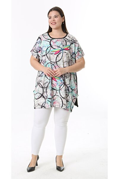 XL Modam Women's Digital Printed Short Sleeve Large Size Tunic