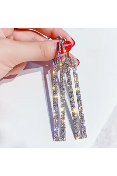 Dgt Luxury Rhinestone Gems, Rectangular Earrings, Ear Pin Stainless Steel
