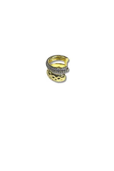 Finery by Nerrs Two Colors Double Look Cartilage Earrings, Earcuff (No Hole Needed in the Ear, Sold Individually)