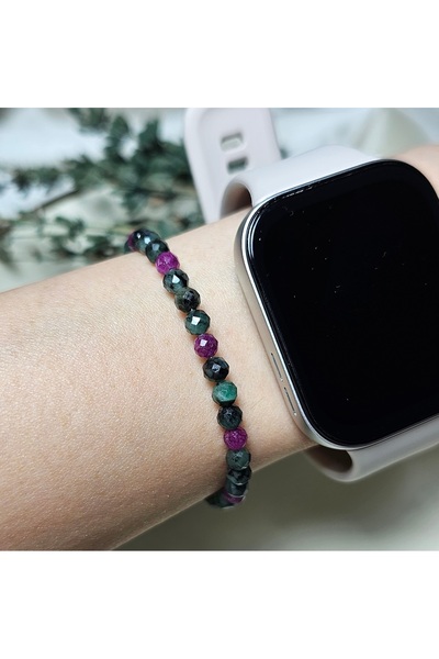 Singincraft سوار من حجر الزمرد الطبيعي المرصع بالياقوت - 16 سم + 3 سم (قابل ل...