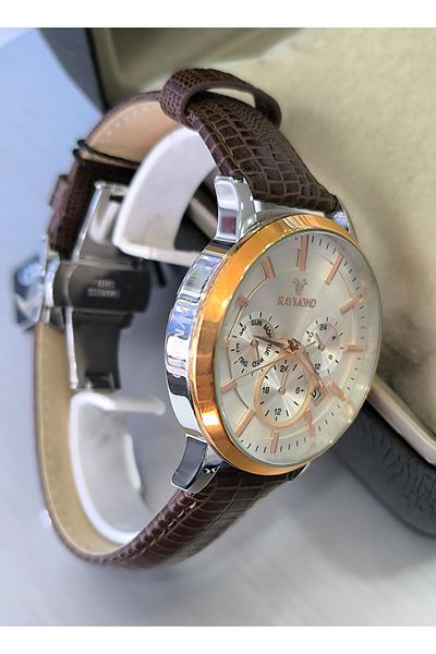 Raymond Crocodile Patterned Leather Men's Wristwatch