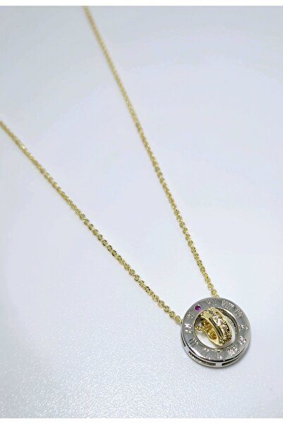 DENİZ Pandora detaylı taşlı gold kolye