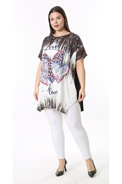 XL Modam TUNIC DE MĂRIME MARE CU MÂNECĂ SCURTĂ IMPRIMAT DIGITAL PENTRU FEMEI