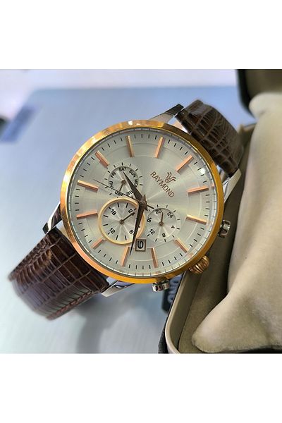 Raymond Crocodile Patterned Leather Men's Wristwatch
