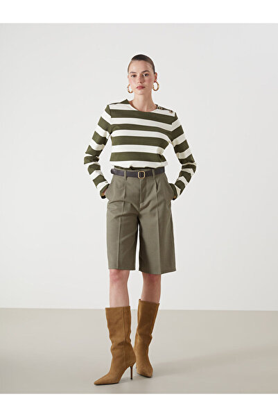 LC Waikiki Green Crew Neck Striped Women's T-Shirt