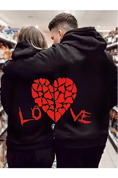 WOODROFFE LOVE LOVE Patterned - Μαύρο φούτερ με κουκούλα Oversize