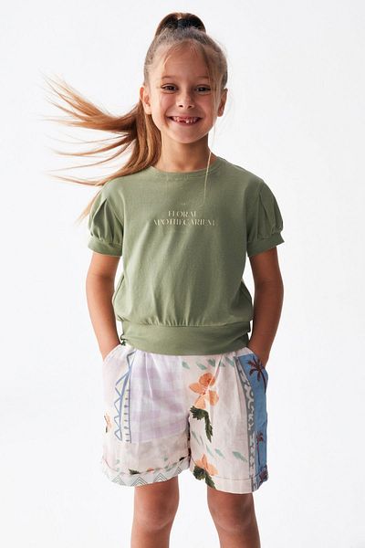 HAUSEkids 4-8 Years Old Name Magnificent Girl's Shorts Suit - Green