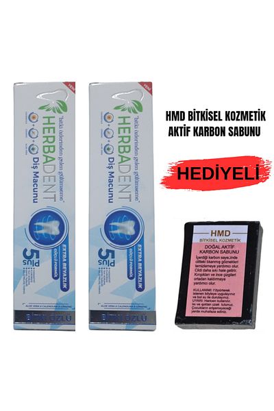 Herbadent Whitening Soap - X 2 Toothpaste, Fluorid Free Plant Extract Gift