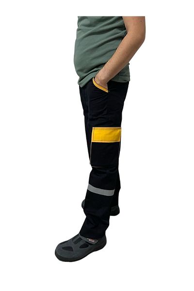 EN-NUR Black Work Trousers Yellow Bellows