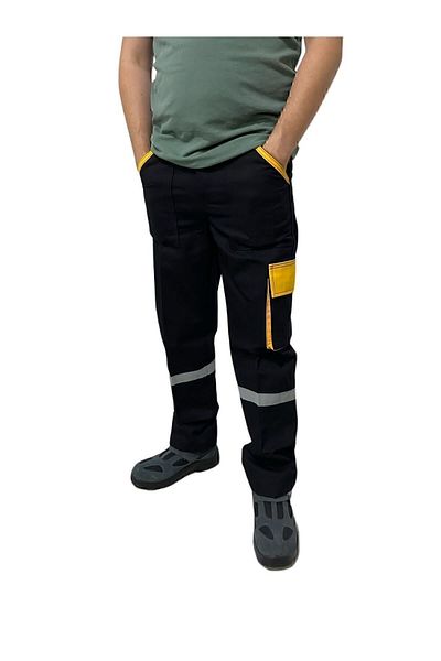 EN-NUR Black Work Trousers Yellow Bellows