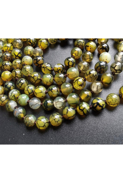 SESİKA HOBİ Orijinal Doğal Taş A Kalite Yeşil Örümcek Akik 8 Mm 1 Dizi Ortala...