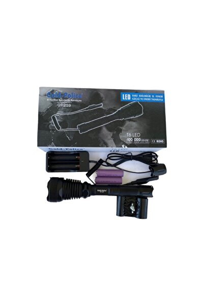 TAREZ GP-259 Tüfek Bağlantı Aparatlı Şarjlı El Feneri Profesyonel Avcı Feneri