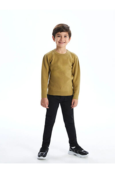 LC Waikiki Lcw Kids Khaki Crew Neck Printed Boy's Knitwear Sweater