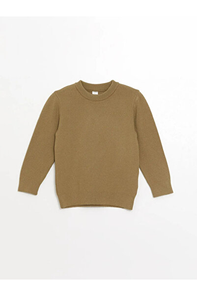 LC Waikiki Lcw Kids Khaki Crew Neck Printed Boy's Knitwear Sweater