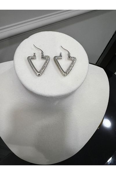 Store أقراط فضية اللون بحجر الزركون الأنيق