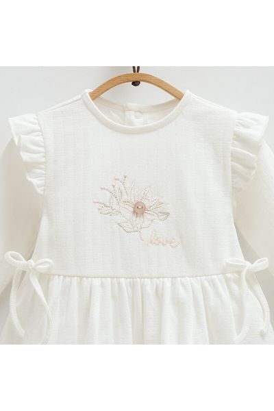 Caramell Baby Girl's Dress Bow Detailed 100% Cotton