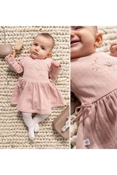 Caramell Baby Girl's Dress Bow Detailed 100% Cotton