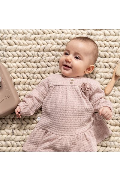 Caramell Baby Girl Dress Flower Detailed 100% Cotton