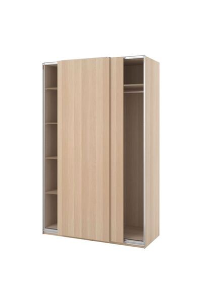 IKEA PAX/HASVIK, PAX sürgü kapaklı gardırop, ağartılmış meşe görünümlü, 150x6...