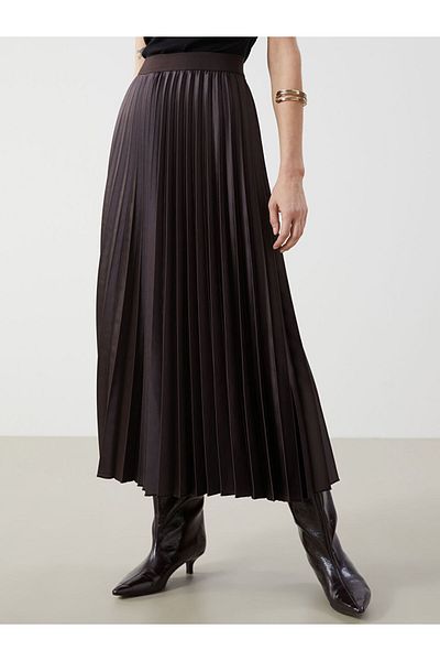 LC Waikiki Fusta plisata dama din satin cu talie elastica - S5KB52Z8